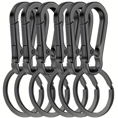 Lot de 6 Porte-Clés Mousquetons Métal – Anneaux Robustes et Clip Rapide pour Clés, Sac ou Ceinture