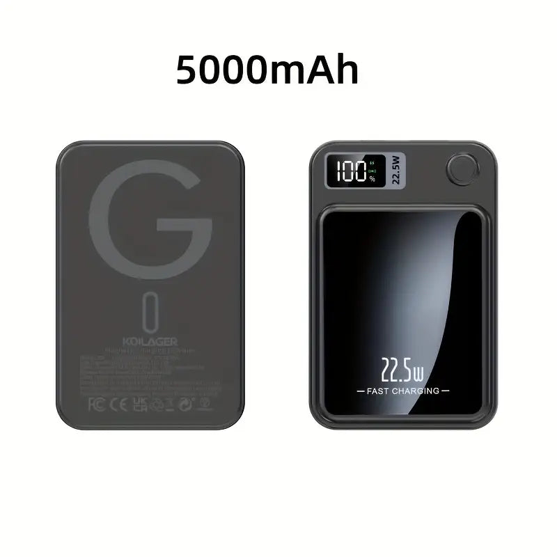Batterie Externe Magnétique 5000/10000mAh – Chargeur Sans Fil Intelligent avec Affichage LED pour Smartphones