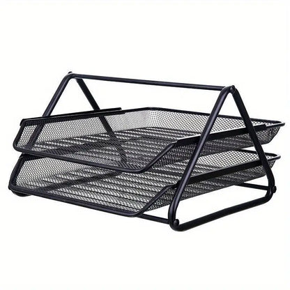 Corbeille à courrier double en métal – Organiseur de bureau