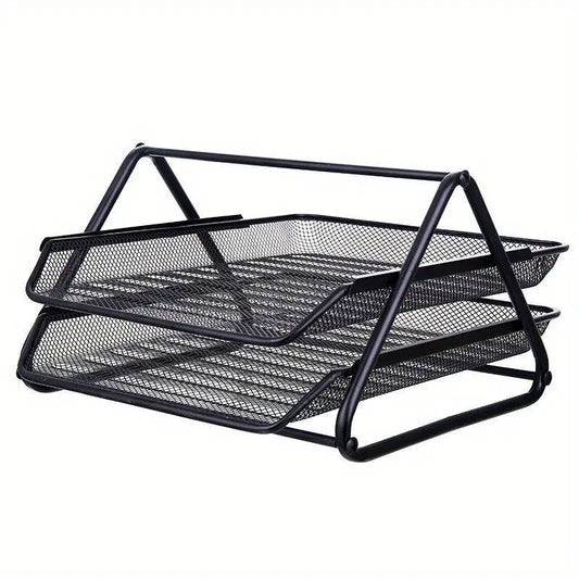 Corbeille à courrier double en métal – Organiseur de bureau