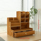 Organisateur de bureau en bois avec tiroir – Rangement multi-compartiments pour fournitures, stylos et accessoires
