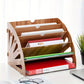 Organisateur de documents en bois 5 niveaux – Rangement de bureau design pour dossiers, papiers et fournitures A4