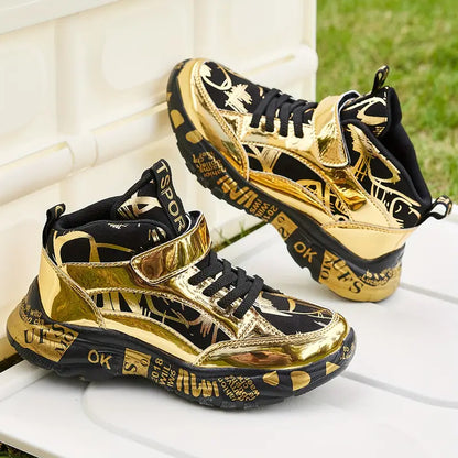 Chaussures bébé garçon montantes dorées – Baskets tendance et confortables pour look stylé