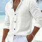 Chemise décontractée unie à boutons pour homme