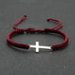 Bracelet homme croix en corde rouge tressée – Bijou religieux ajustable tendance