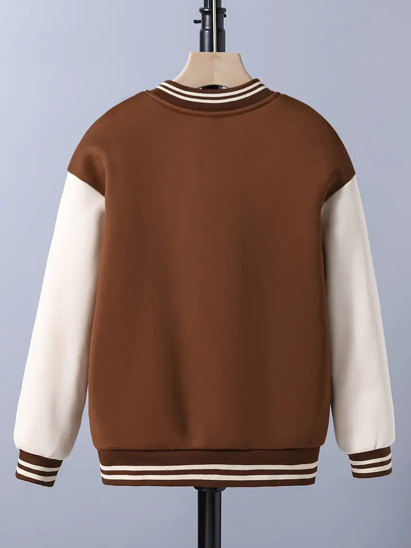 Veste teddy garçon noire et grise – Blouson varsity collège tendance