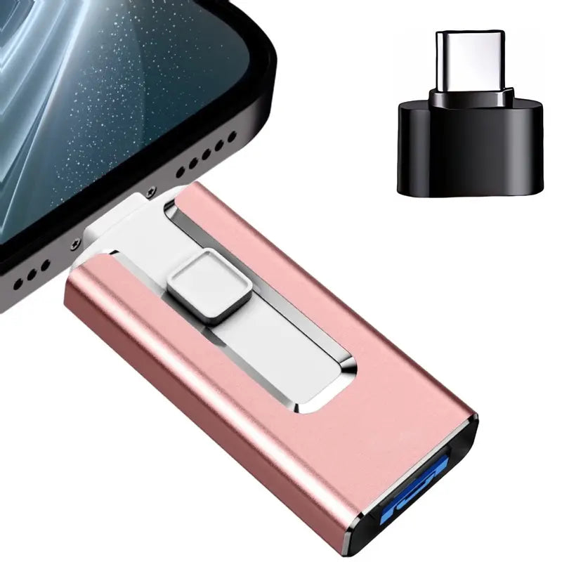 Clé USB 3 en 1 Multi-Interface (USB, Type-C, Lightning) – Stockage Portable pour iPhone, Android et Ordinateur