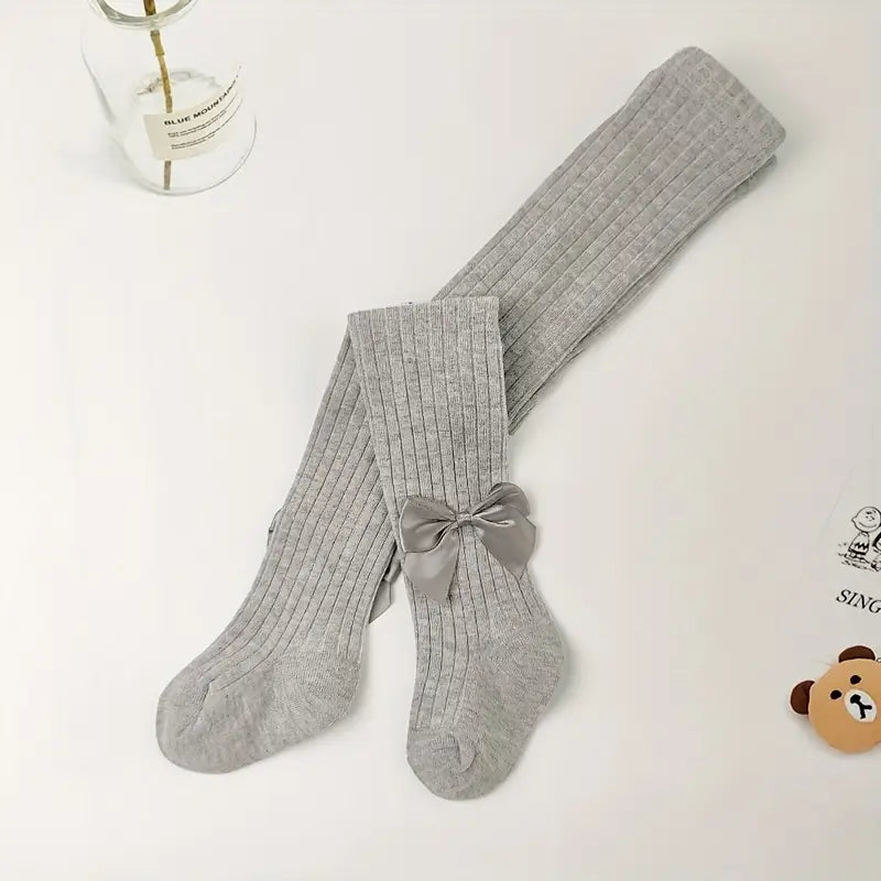 Chaussettes Hautes Fille Noires avec Nœud – Chaussettes Enfant Élégantes et Confortables