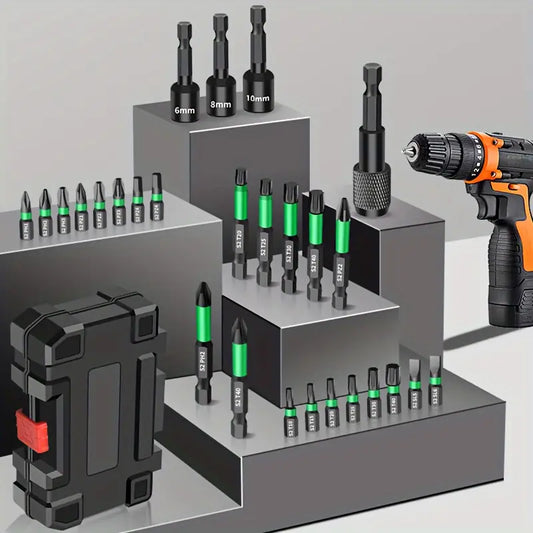 Set d’Embouts de Visseuse Magnétiques avec Adaptateurs – Kit Complet pour Perceuse Électrique