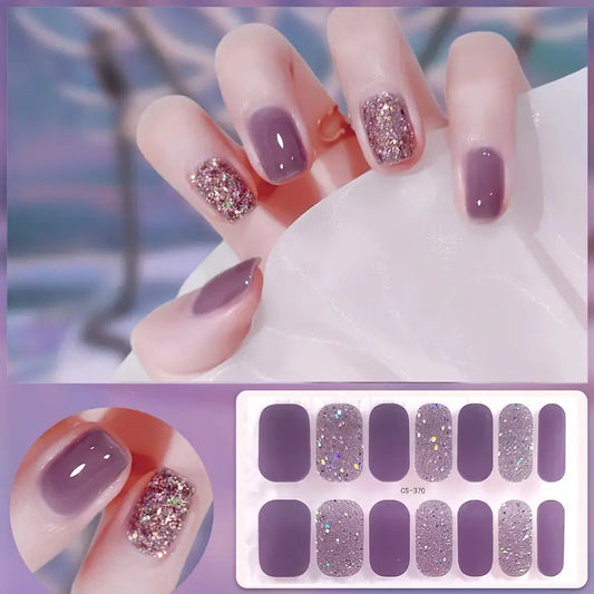 Stickers Ongles Effet Gel Pailleté – Manucure Autocollante Brillante et Facile à Appliquer