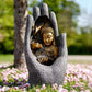 Statue Bouddha Main Protectrice  Sculpture Spirituelle d’Extérieur avec Éclairage LED