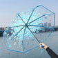 Parapluie transparent fleurs de cerisier Compact, coloris Bleu