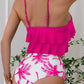 Bikini à volants et taille haute imprimée – Confort et style tropical pour l’été
