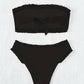 Bikini bandeau à volants taille haute – Élégance minimaliste pour vos journées plage