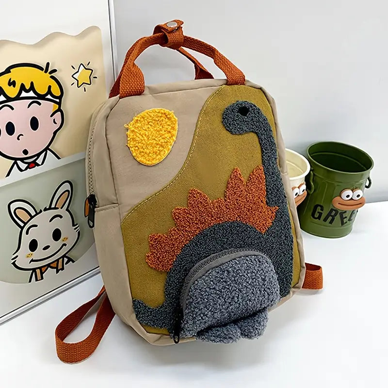 Sac à Dos Enfant Beige avec Bretelles Colorées – Cartable Maternelle Léger et Pratique