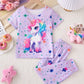 Ensemble fille licorne 2 pièces – T-shirt et pantalon bleu nuit imprimé étoiles