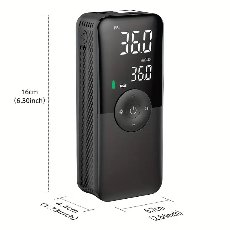 Compresseur d’Air Portable Électrique – Gonfleur USB avec Écran Digital pour Pneus Moto, Voiture et Vélo