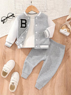 Ensemble bébé garçon veste teddy et pantalon, coloris Gris