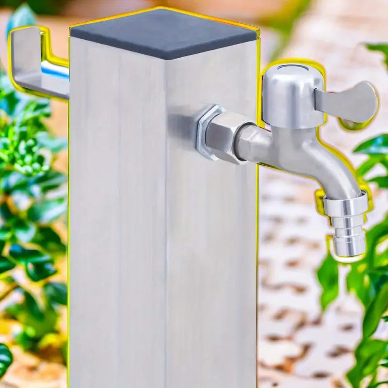 Borne de Jardin avec Robinet en Acier Inoxydable Colonne d’Arrosage Extérieure pour Jardin et Potager