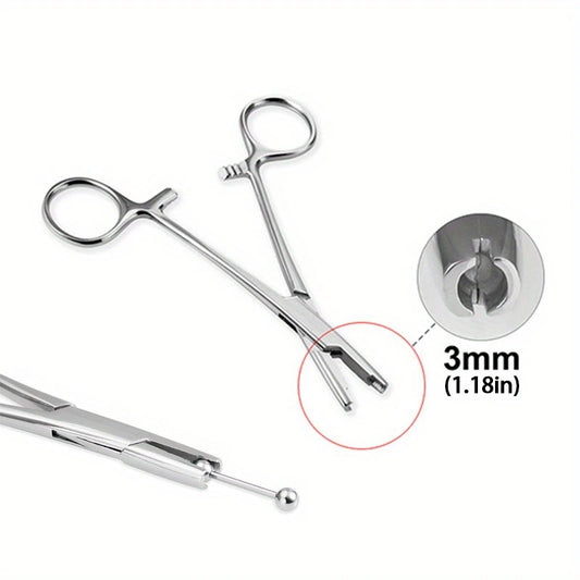 Pince Clamp à Billes 3, 4 et 5 mm pour Piercing – Outil de Précision en Acier Inoxydable pour Tatoueurs