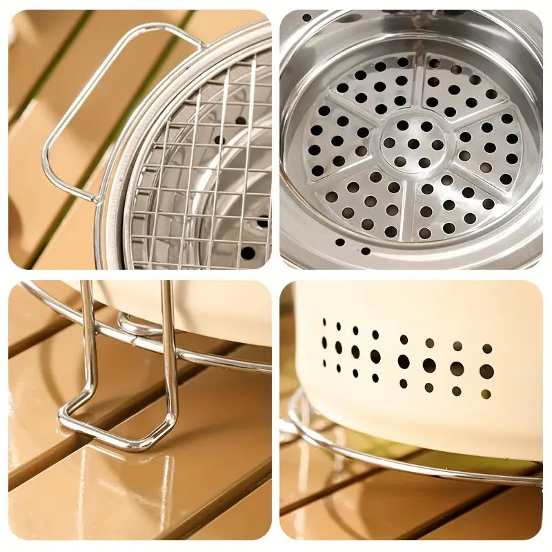 Barbecue portable en acier inoxydable – Grille multifonction pour cuisson, fumage et cuisine d’extérieur