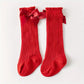 Chaussettes hautes bébé fille – Bas dentelle blanc avec nœud élégant, confortables et respirants pour toutes occasions