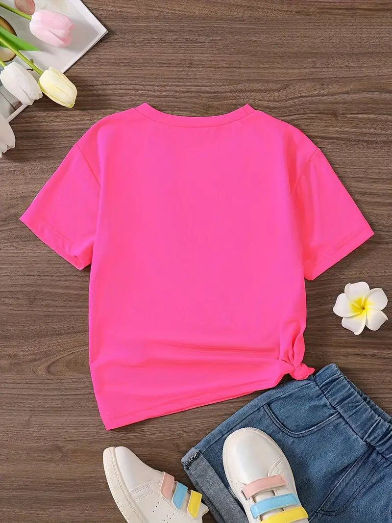 T-shirt fille violet avec imprimé cœurs blancs – Style tendance et mignon