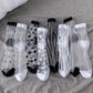 Lot de 4 Paires de Chaussettes Transparentes Motifs Cœurs et Rayures – Élégantes & Respirantes pour Femme