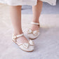 Ballerines fille blanches avec perles et grand nœud – Chaussures élégantes pour mariage, fête et cérémonie