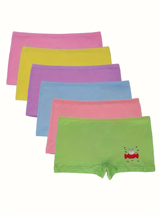 Lot de 6 Culottes Fille en Coton – Sous-vêtements Colorés Confortables et Doux