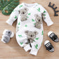 Body Bébé en Coton à Manches Longues – Grenouillère Grise Motif Koala Mignon