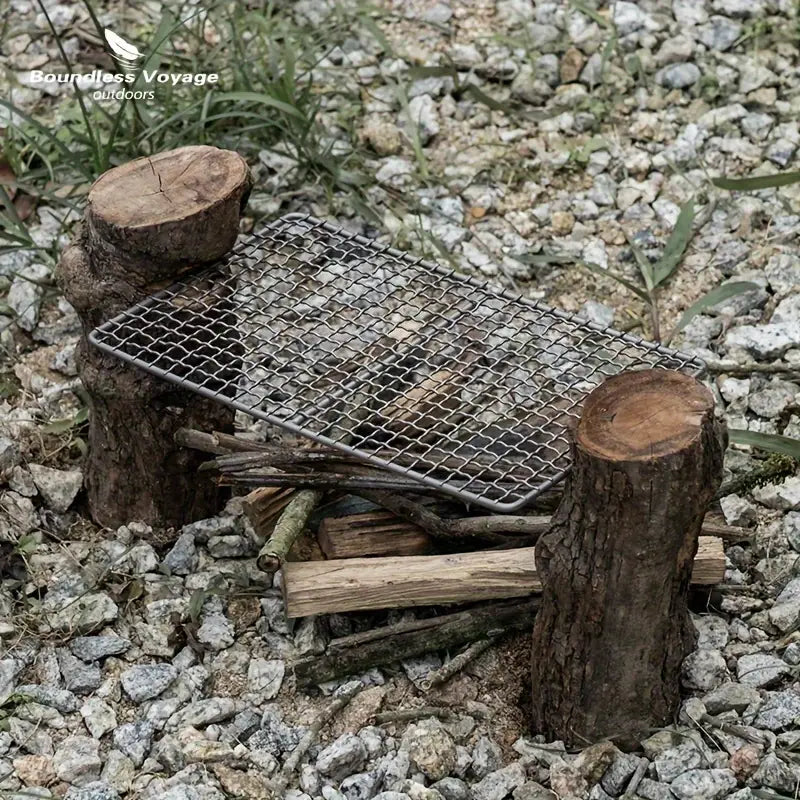 Grille de barbecue en acier inoxydable – Accessoire compact et résistant pour camping, pique-nique et cuisine d’extérieur