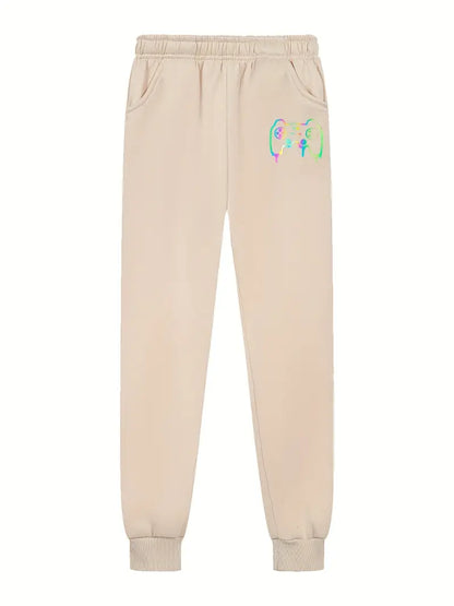 Pantalon Jogging Garçon avec Motif Manette de Jeu – Pantalons Enfant Confortables pour Fans de Gaming