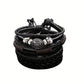 Bracelet homme cuir noir tressé multi-rangs – Bijou tendance avec perles et motif métal