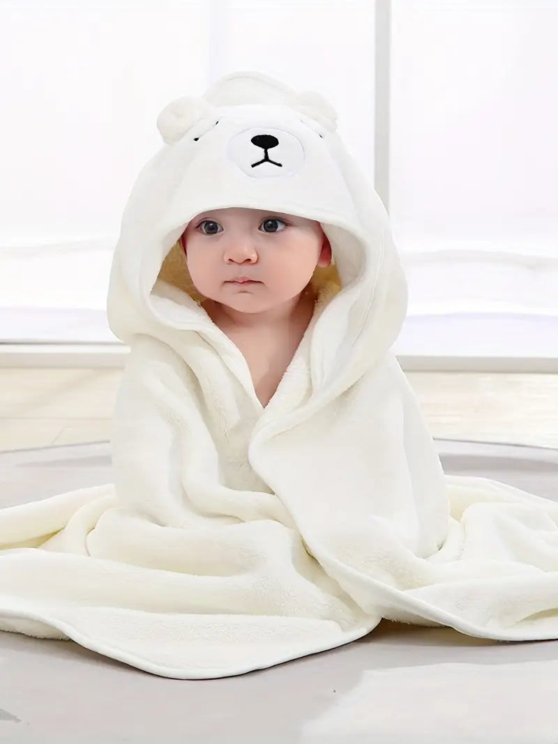 Cape de bain bébé à capuche ours – Cadeau naissance serviette douce en coton