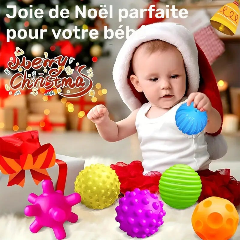 Balles sensorielles pour bébé – Jouets d’éveil texturés et colorés pour développement tactile