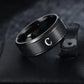 Bague homme noire personnalisable en acier inoxydable – Anneau gravé initiale élégante
