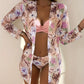 Ensemble Bikini 3 Pièces Floral – Soutien-Gorge Twist, Bas Taille Haute & Kimono Tropical