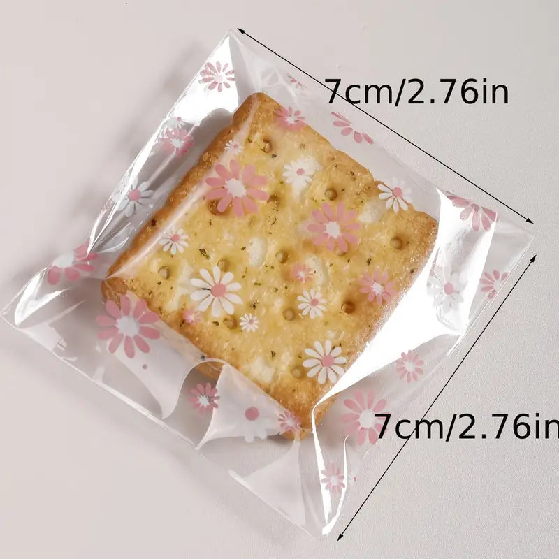 Sachets plastiques transparents à fleurs pour biscuits – Pochettes alimentaires décoratives pour emballage cadeau et artisanat