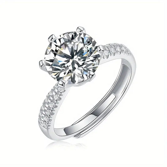 Bague femme argent avec grand zircon scintillant – Bijou élégant et raffiné