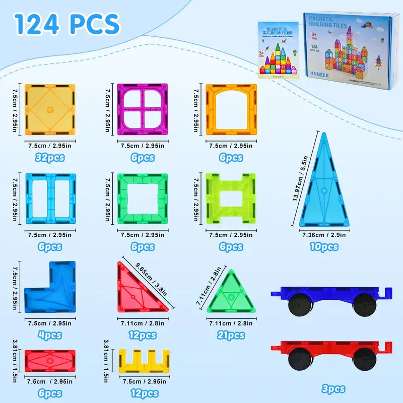 Blocs de construction magnétiques colorés – Jeu éducatif créatif pour construire châteaux, véhicules et structures 3D