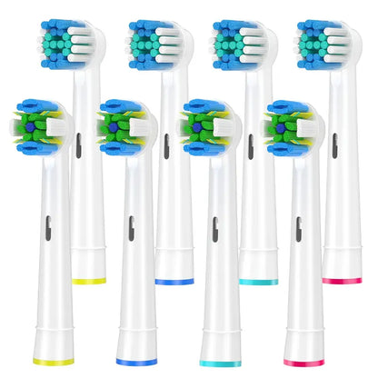 Têtes de Brosse à Dents Électrique Compatibles Oral-B – Pack de 8 Recharges pour Nettoyage en Profondeur, coloris Blanc