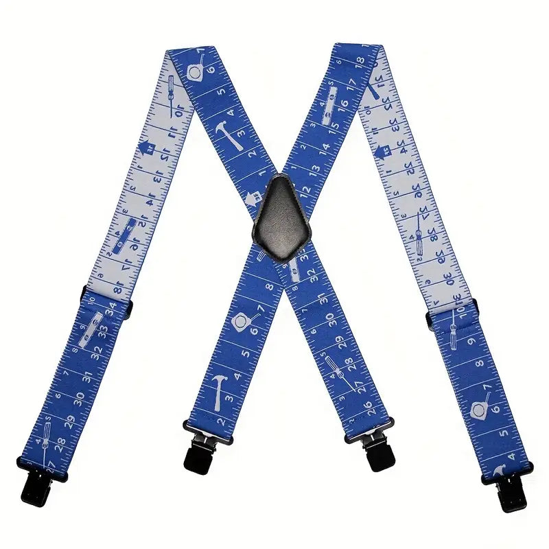 Bretelles homme motif mètre ruban – Accessoire original ajustable à pinces, style rétro et fantaisie