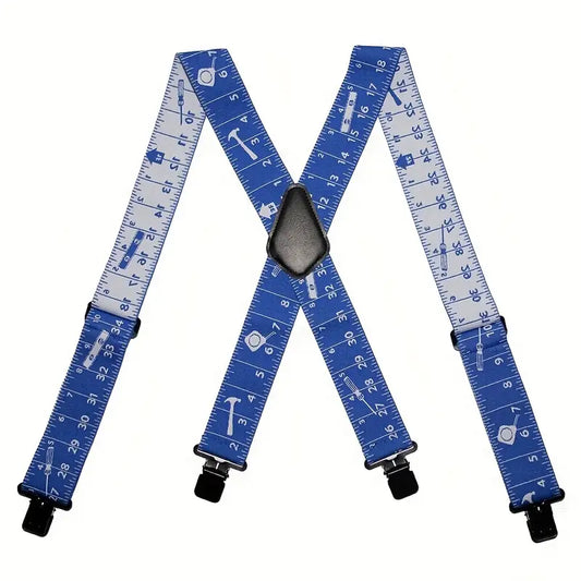 Bretelles homme motif mètre ruban – Accessoire original ajustable à pinces, style rétro et fantaisie
