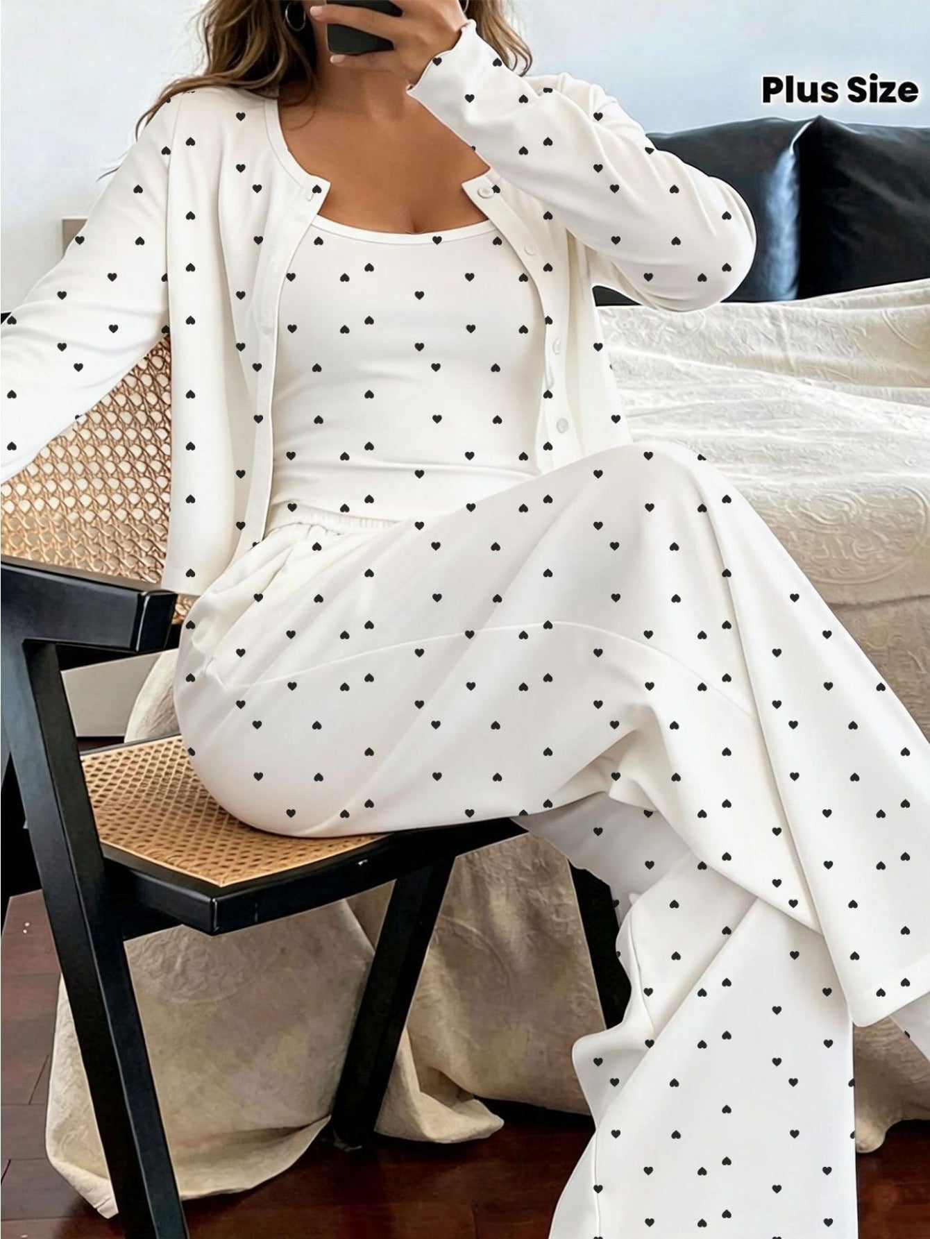 Ensemble de vêtements de maison Gentle Style Petit Cœur : Caraco