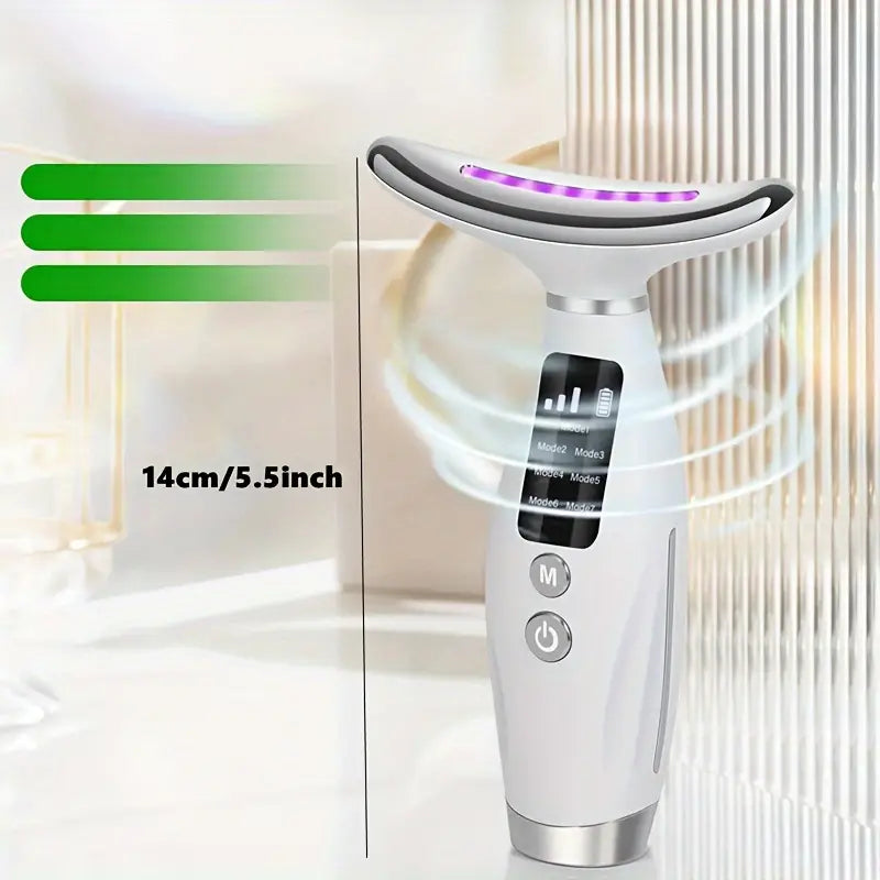 Appareil de Massage Raffermissant Visage & Cou – 7 Modes, Lumière LED, Anti-Âge et Drainage Lymphatique