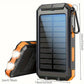 Batterie Externe Solaire 20000mAh – Power Bank avec Lampe Torche LED et Boussole pour Camping et Randonnée