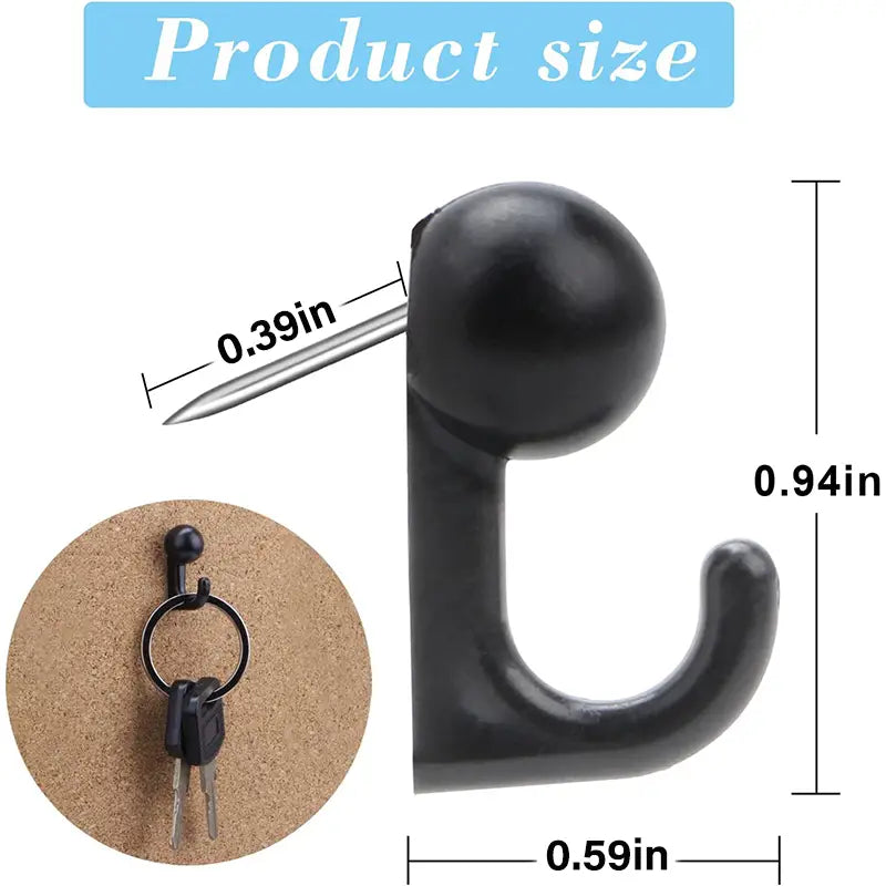 Lot de Crochets Push Pins Muraux – Attaches Transparentes et Noires pour Panneau Liège et Notes de Bureau