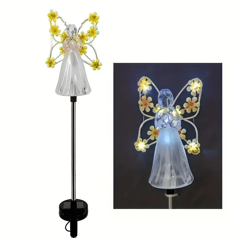 Lumières Solaires Ange pour Jardin – Décoration Funéraire en Mémoire des Animaux – Lot de 4 Veilleuses LED Extérieures