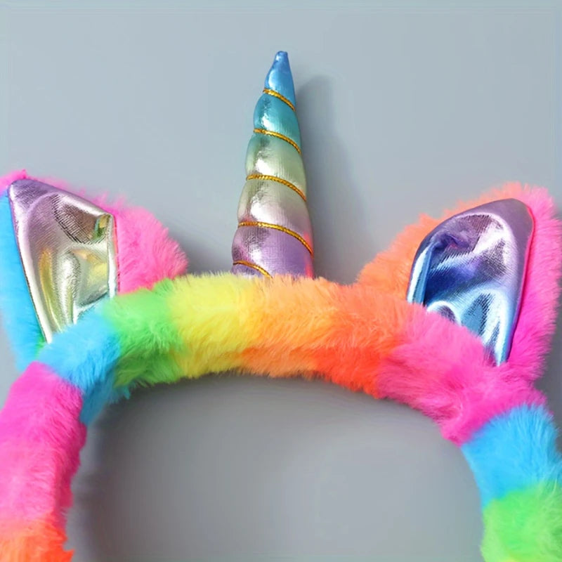 Cache-Oreilles Licorne Femme & Enfant – Pliable, Multicolore en Fausse Fourrure, Ultra Doux et Fantaisie